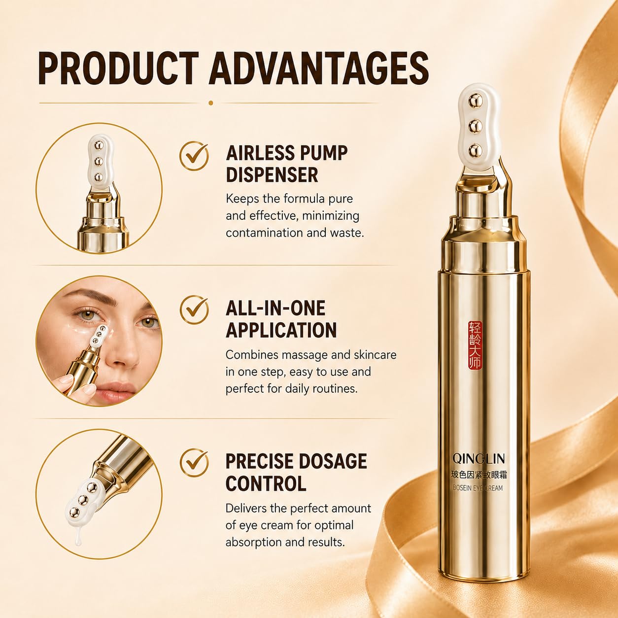 QINGLIN Anti-Wrinkle Eye Cream anti aging caffeine eye creams for men and women puffiness and bags under eyes, firming and instant eye tightener cream for wrinkles