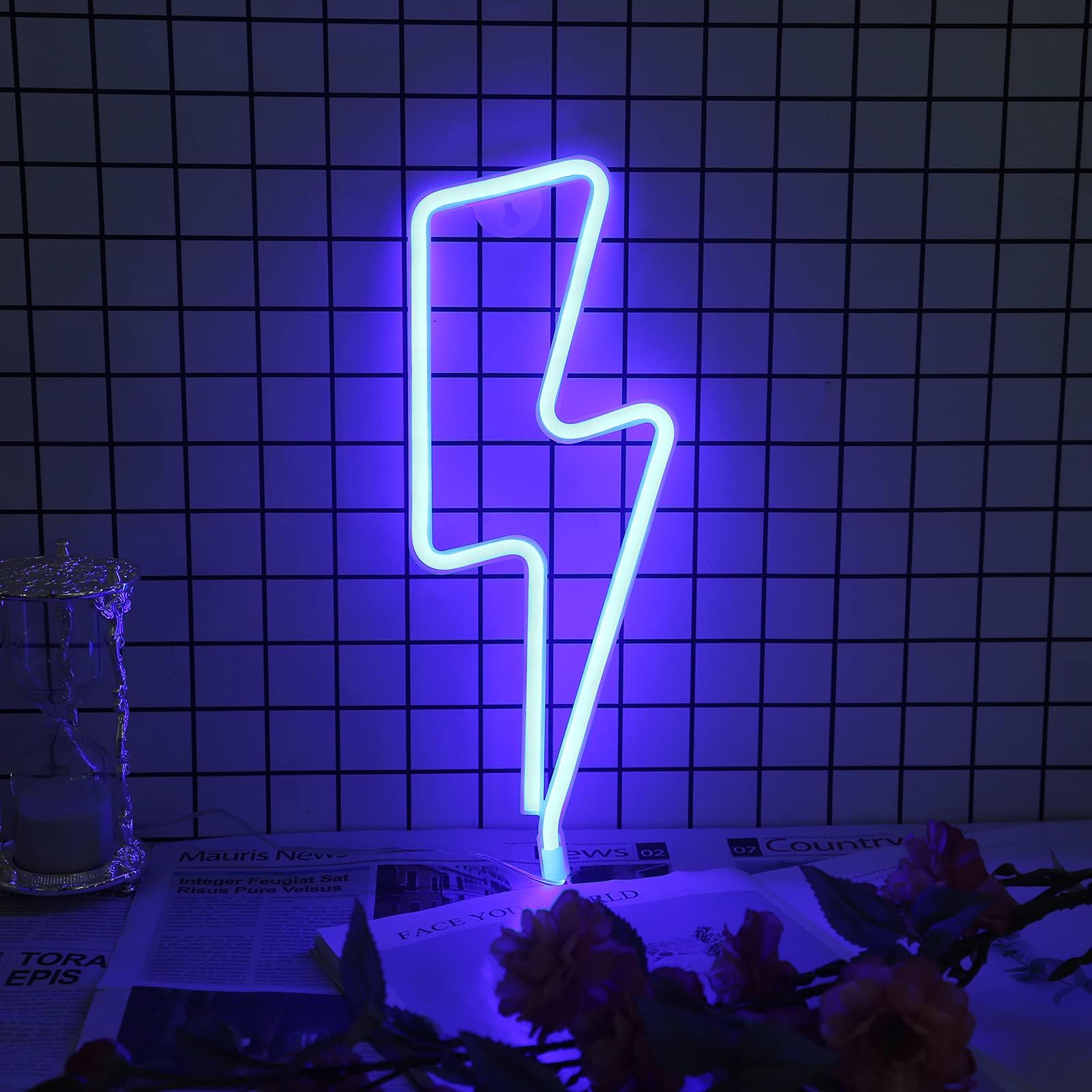 Beauenty LED Lightning Bolt Neon Sign Decor Light (Blue Lightning)