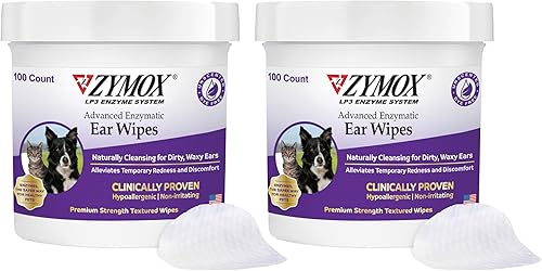 Miniatura 6 de Zymox Toallitas enzimáticas avanzadas para oídos para perros y gatos, para orejas sucias, cerosas y malolientes, toallitas limpiadoras de oídos de