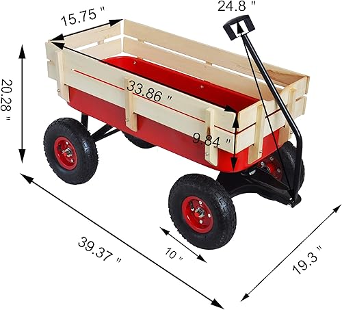Miniatura 4 de ZeHuoGe Carro deportivo al aire libre todo terreno con paneles laterales de madera extraíbles, neumáticos de aire grandes, carro de panel de pie