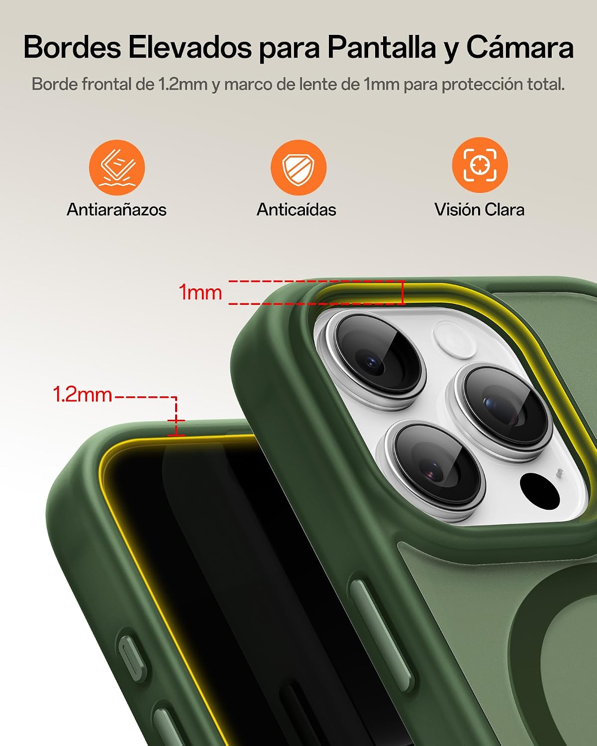 UNBREAKcable Funda Magnética para iPhone 16 Pro de 6.3 Pulgadas, Compatible con MagSafe, Protección Completa para la Cámara, Protección contra Caídas, Funda Delgada a Prueba de Golpes – Verde Oscuro 8