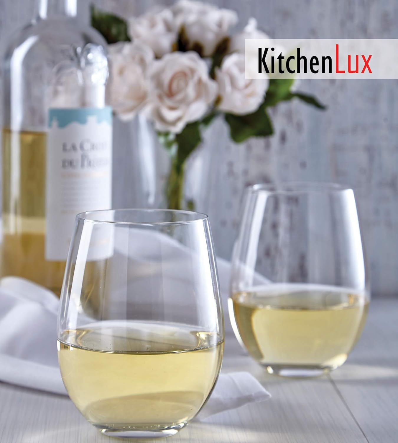 Stemless Wine Glasses Set of 12, 18oz Stemless Wine Glass & Cocktail Tumbler Set – Premium Glass Drinking Cups in Bulk– Deluxe Gift Pack Short Drinking Glasses, Dishwasher Safe