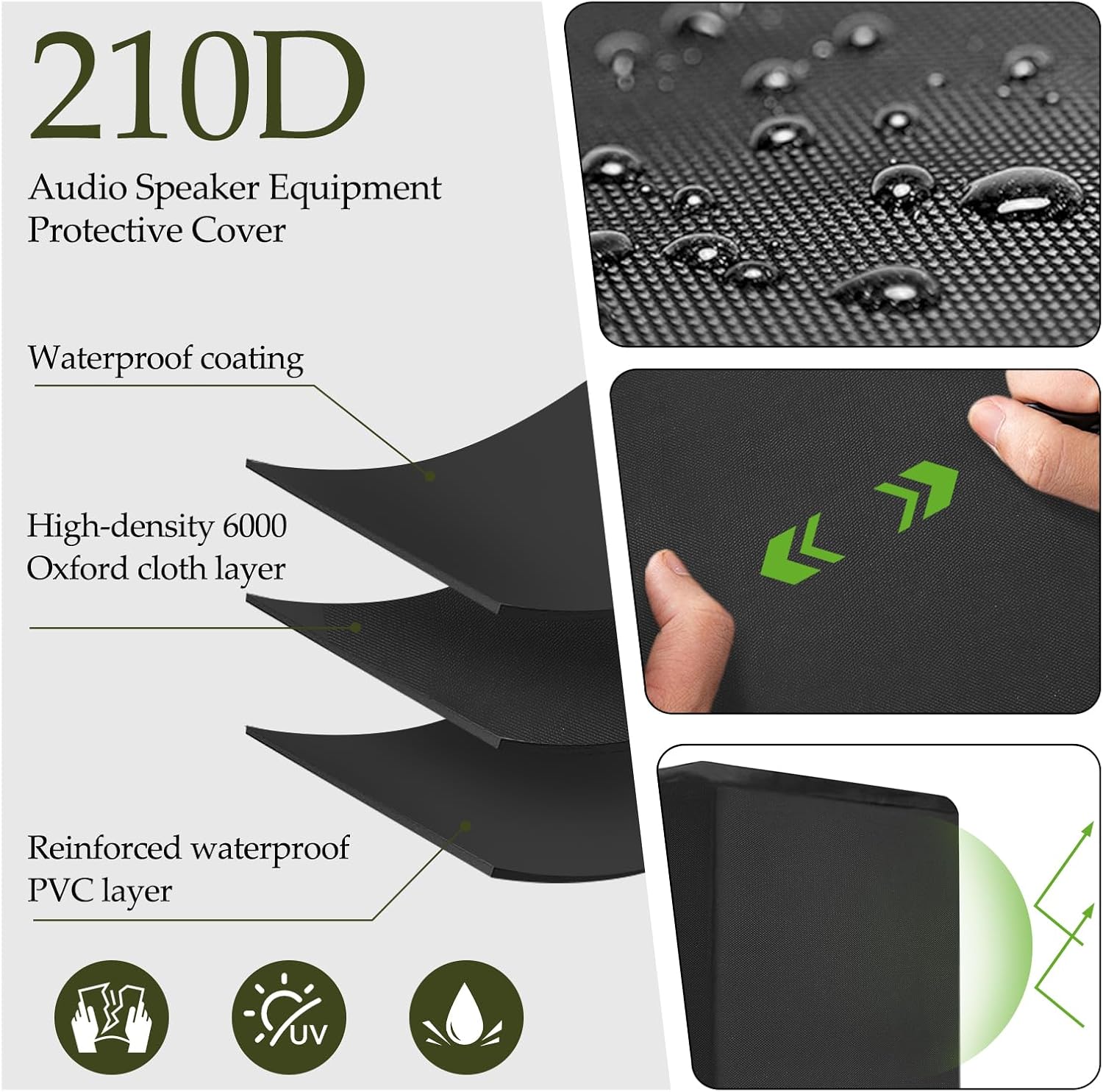 Protective Speaker Cover Dust-Proof Audio Equipment Shield Upright Speaker Bag for Outdoor, Multiple Sizes, Black(15 * 16.5 * 26.5inch) - Image 3