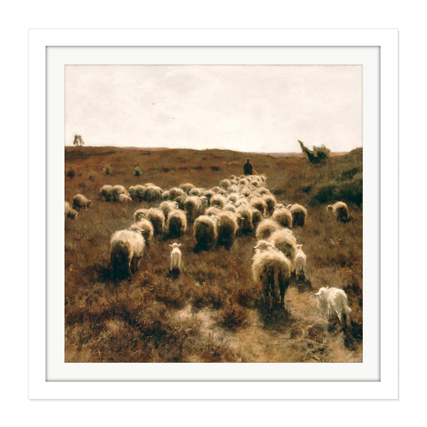 Anton Mauve The Return Of The Flock Laren Square Wooden Framed Wall Art Print Picture 16X16 Inch