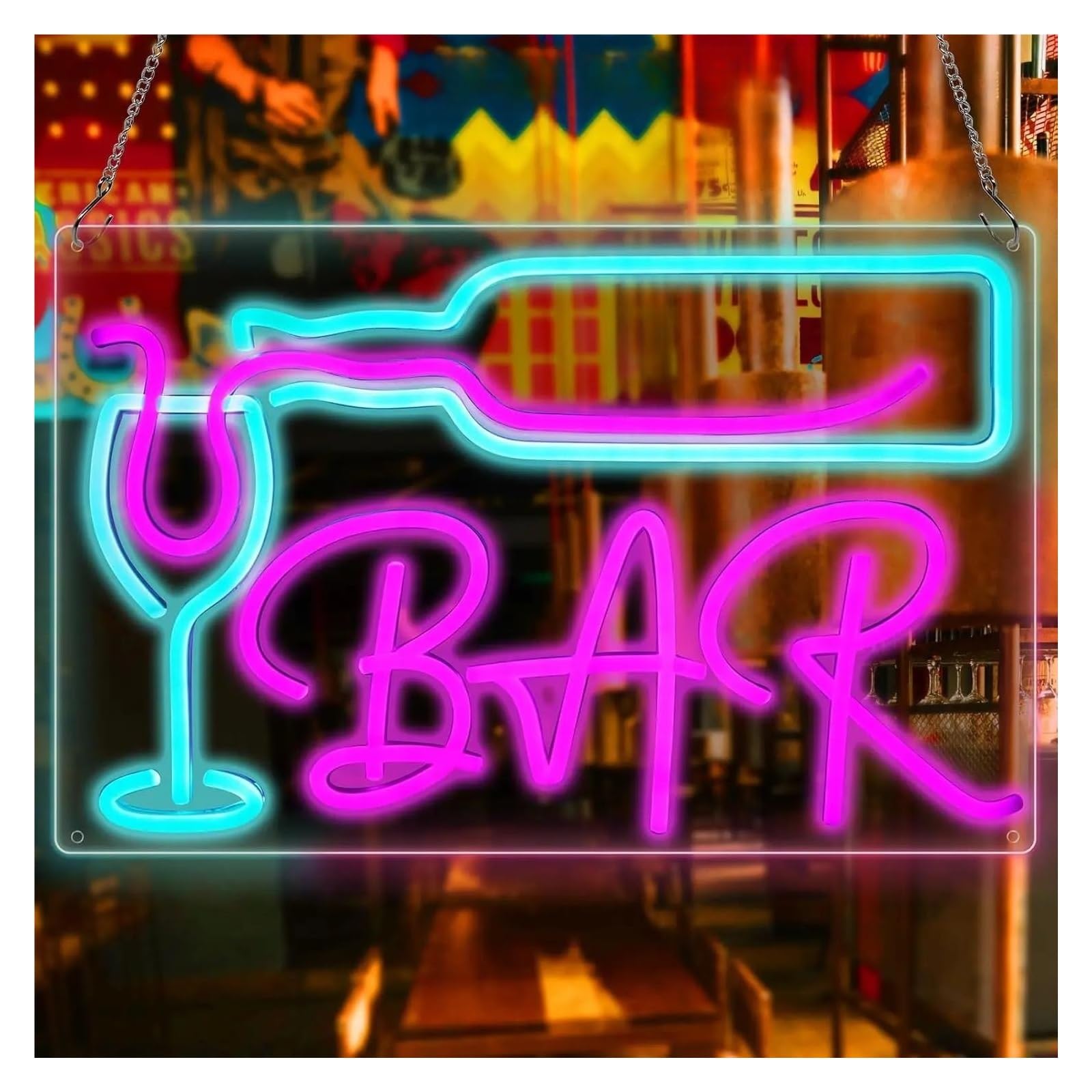 LEMST Sign Lamp Bar Neon Sign Light Dimmable USB Powered for Business Pub Home Party Club Restaurant Party Wall Decor 40cmx26cm