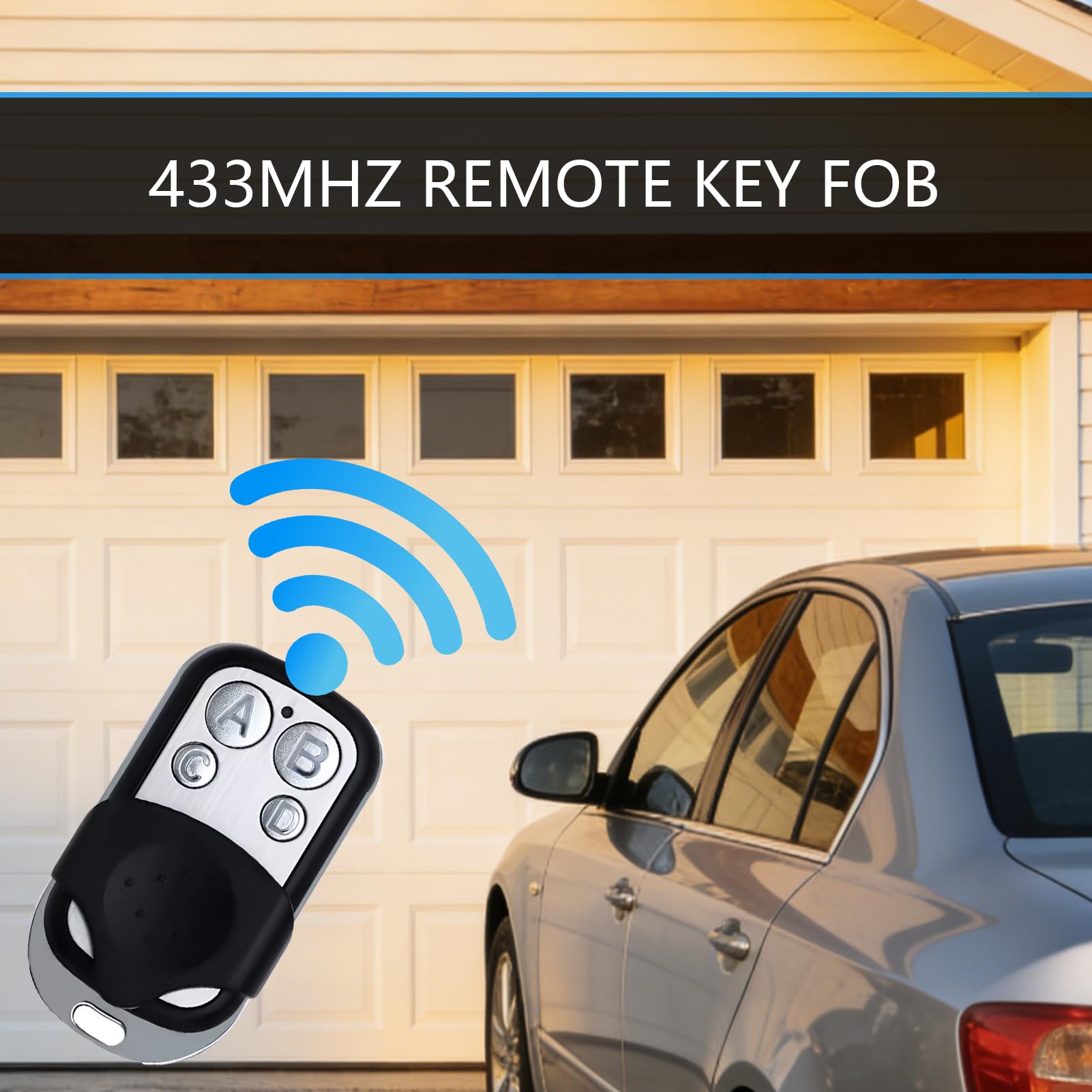 2 Universal-Fernbedienungen für Garagentor, 433,92 MHz, elektrische Tor-Fernbedienung mit 4 Tasten, kompatibel mit Festcode-Chips, stabiles Signal und einfache Programmierung