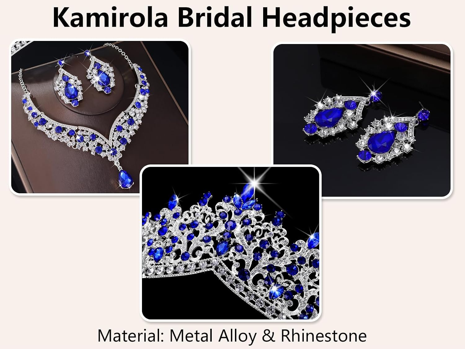 Kamirola Tiaras and Crowns for Women,Tiaras Earrings Necklace, Crystal Bridal Jewelry Set, Costume Party Halloween Prom Pageant Jewelry for Women TR80