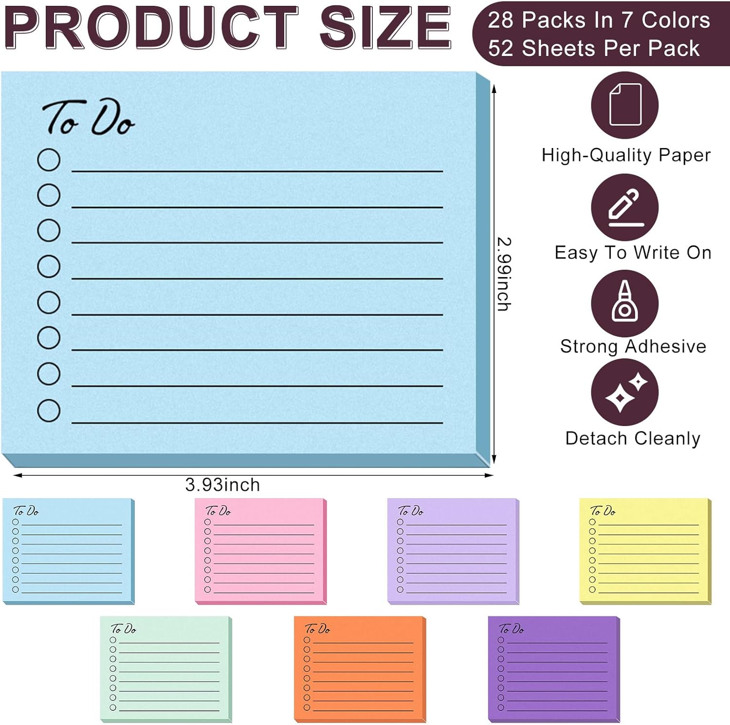 40 Pad to Do List Sticky Notes Notepad 2080 Sheets Daily Planner Note Pads 6.5" x 10'' to Do Notepad for Work 3" x 4'' Sticky Notes with Line for Fridge Home Office Studying