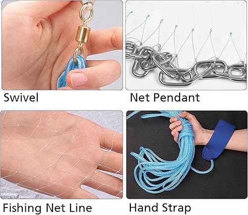 Miniatura 2 de Lucky Monet Red fundida de pesca de agua salada americana grande de 10/12/13.3/15 pies para pesca de cebo, línea de nailon grueso fácil de tirar con