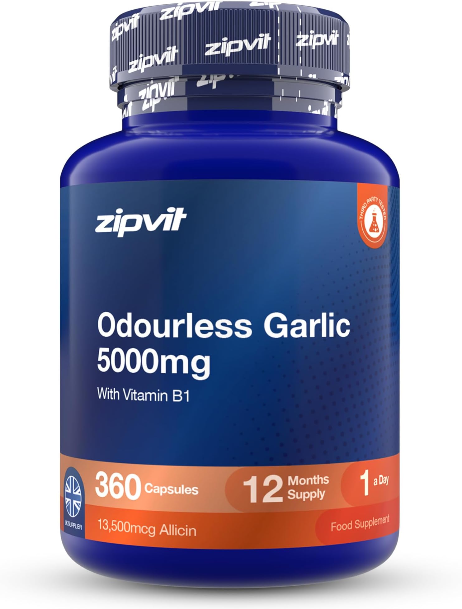 – Zipvit Odourless Garlic Capsules 5000mg with Vitamin B1, 360 Softgels