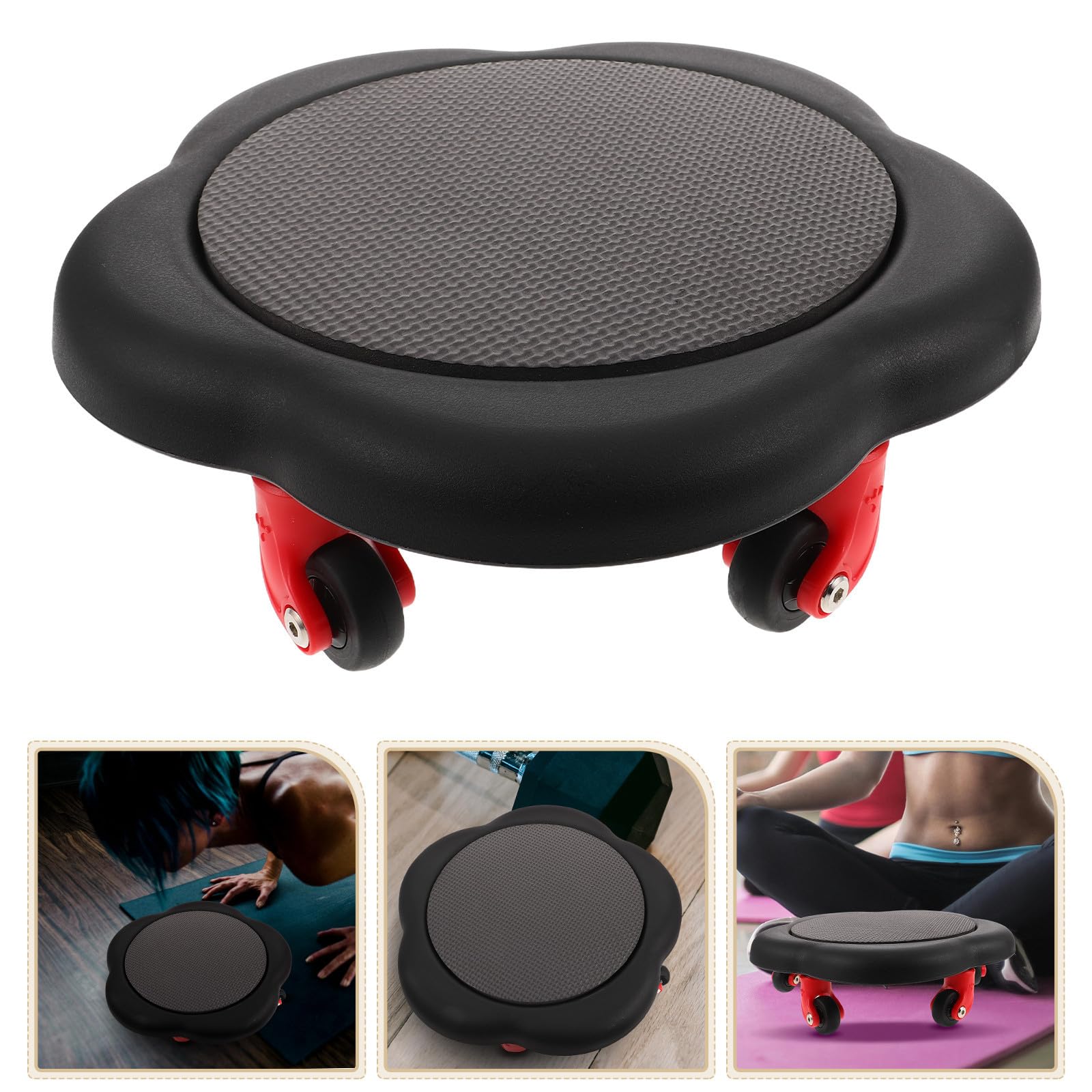 Rodillo Abdominal de Cinco Ruedas con Forma de Flor para Entrenamiento | Plástico Negro, Uso en Casa, Enfoque Preciso del Abdomen y Estabilidad del Core