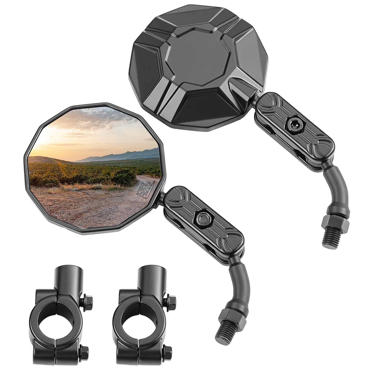 KEMIMOTO 2 Pezzi Specchietti Retrovisore per Bicicletta, Specchietto Bici Pieghevoli per Manubrio 20–24 mm, 360° Ruotabile Specchietti Bici con Attacco Rinforzato in Silicone per Bici Elettrica e MTB