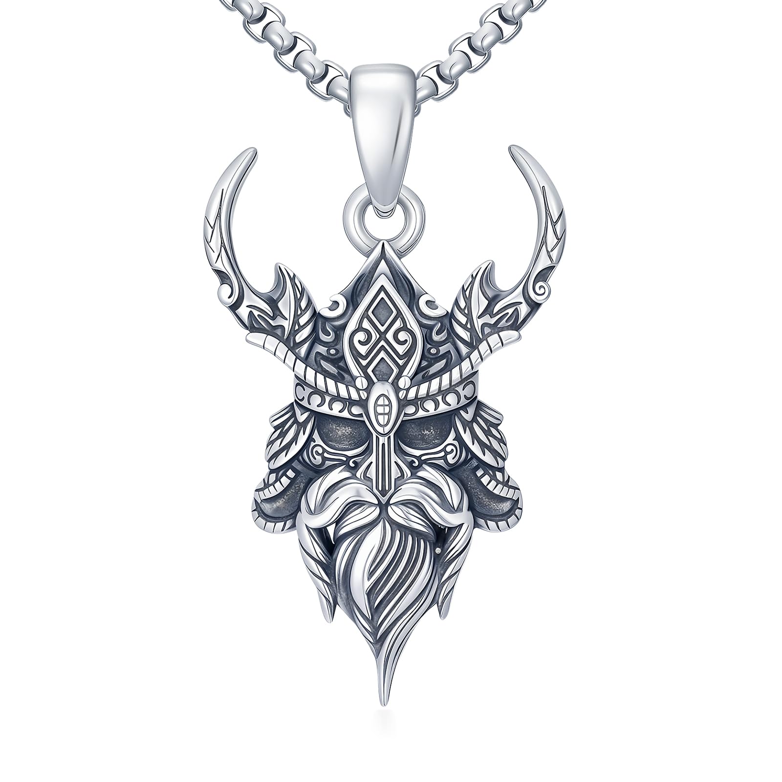 Wikinger Halskette Odin Kette Herren 925 Sterling Silber Anhänger Amulett Nordische Geburtstags Schmuck für Herren Männer Damen
