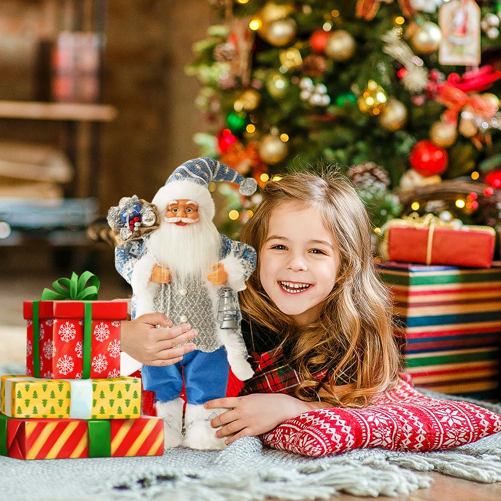 JAWSEU Figuras de Papá Noel de 60 cm Adorno navideño Figura de Papá Noel de pie Estatua Tradicional de Papá Noel muñeco de Adorno con Bolsa de Regalo para Ventana Mesa Chimenea decoración navideña