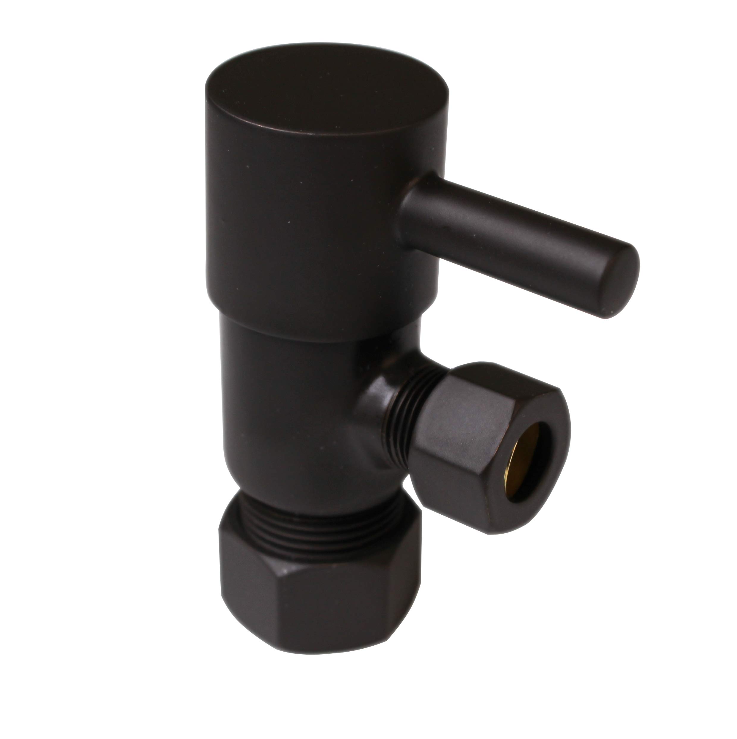 Westbrass D105QR-12 - Tope redondo de ángulo de 1/4 de giro 1/2 cobre x 3/8 comp, bronce aceitado