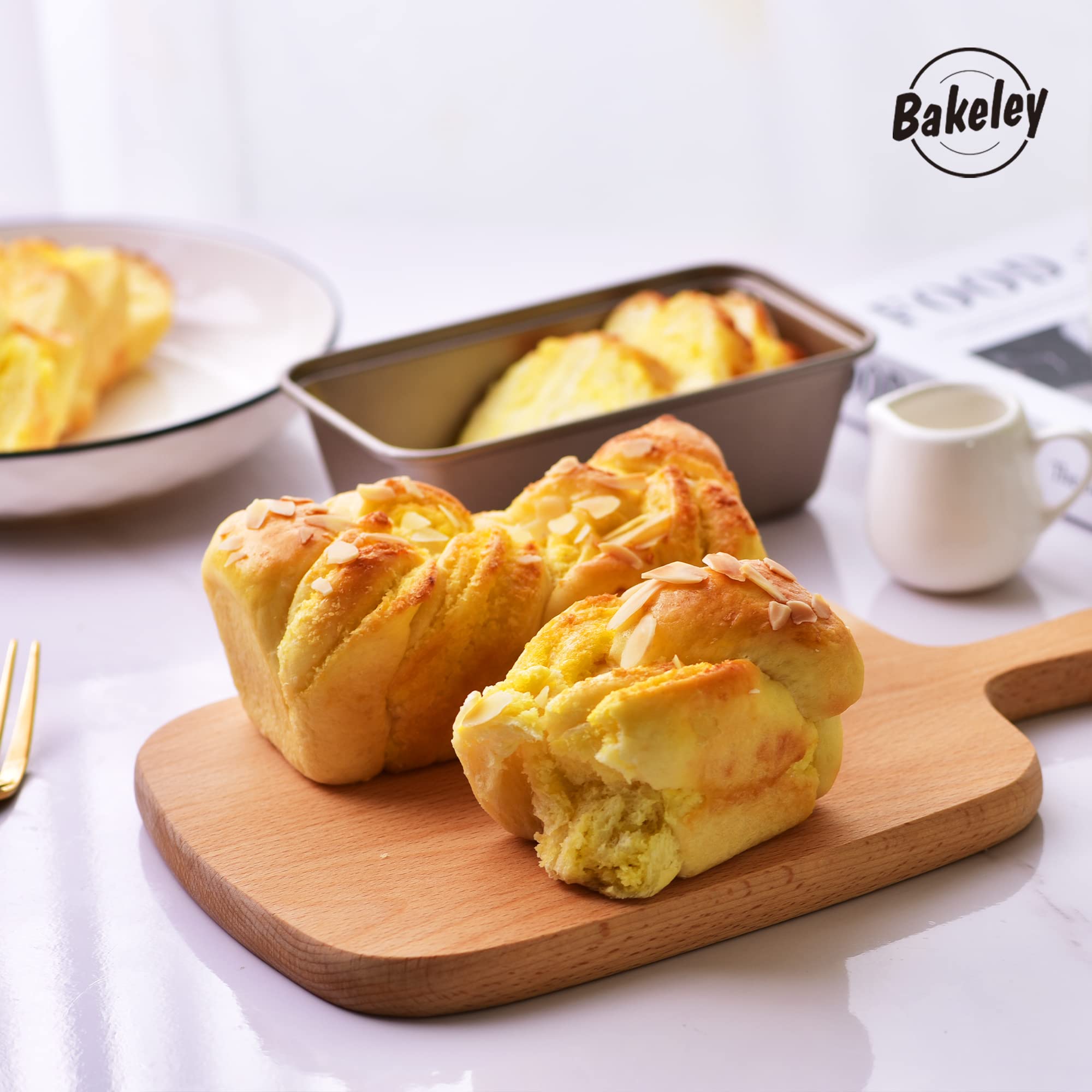 Zestaw mini bochenków, 4 szt., 14 cm, nieprzywierające, prostokątne naczynia do pieczenia chleba i ciasta, do piekarnika i natychmiastowego pieczenia w garnku, szampańskie złoto