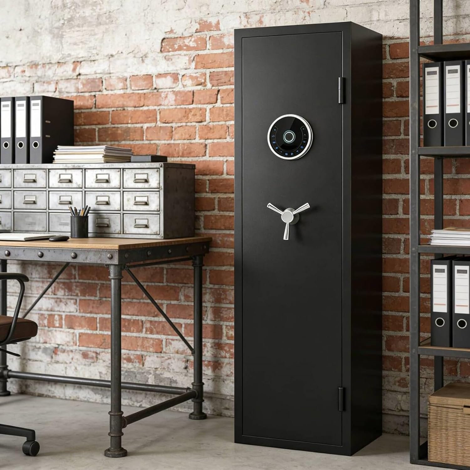 Biometric Fingerprint Rifle Safe 3-5 Gun Safe with Alarm Function and Fingerprint Keypad Lock Gun Cabinet for Home & Hunting for Enthusiasts