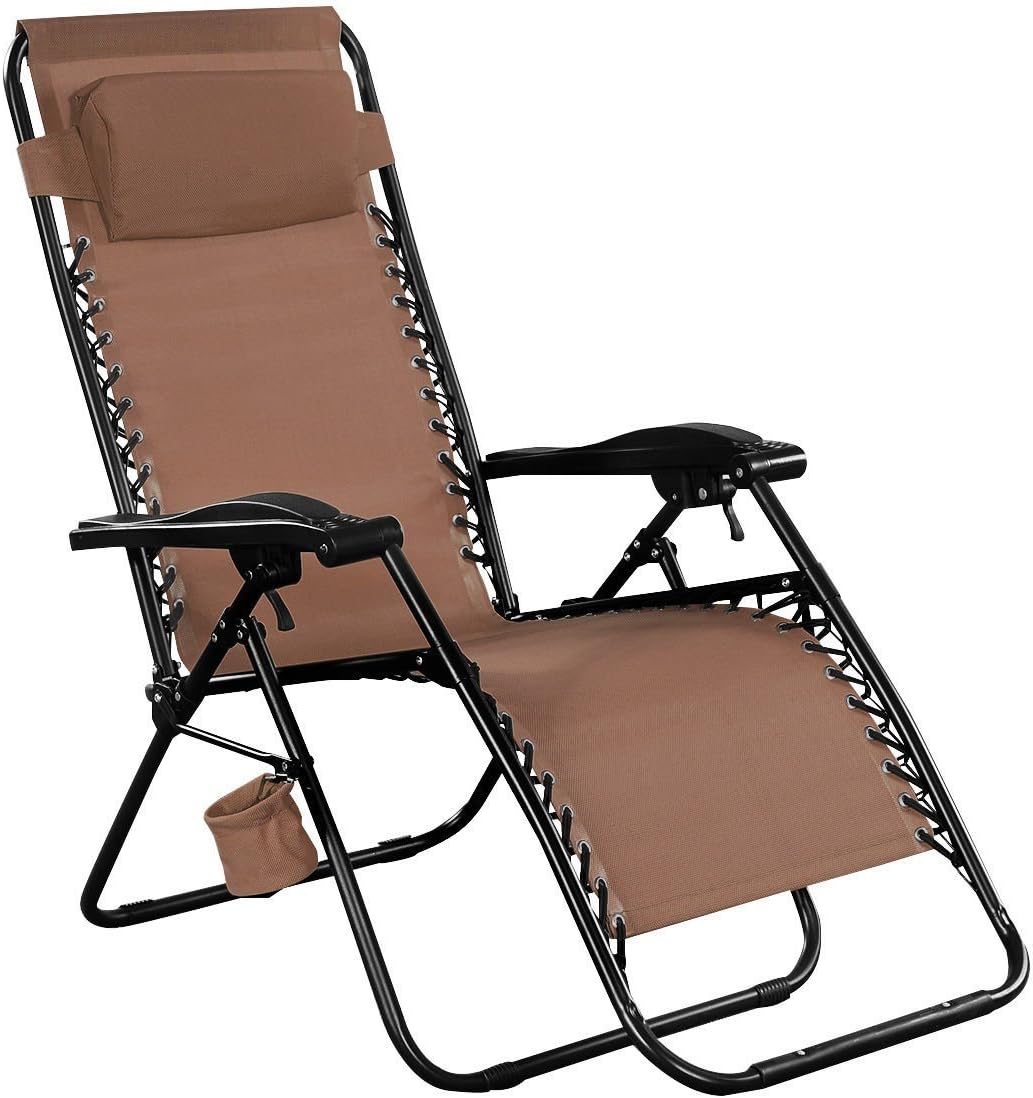 Giantex Folding Lounge Chairs Recliner Zero Gravity Outdoor Beach Patio