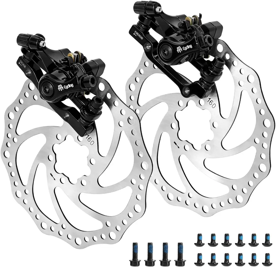 Conjunto de freio a disco MTB de 2 pistões, kit de freio a disco hidráulico, esquerda, traseira, direita, com rotores de 160 mm, freio hidráulico de liga de alumínio, adequado para mountain bike