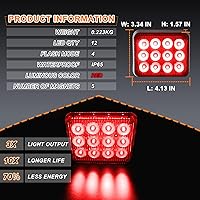 Vista 2 de 2 piezas de luces magnéticas para remolque, baliza roja, luces estroboscópicas magnéticas inalámbricas, luces de advertencia de emergencia