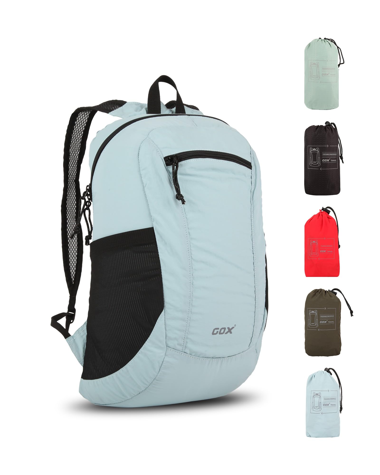 GOX Foldable 20l Backpack For Travel Lightweight Hiking Packable Daypack for Men Travel Camping Outdoor Bag Women (Sky Blue)