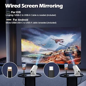 Wireless Mini Projector with WIFI 6 and Bluetooth, 4K 1080P Support Portable Projector 180° Rotatable. 17