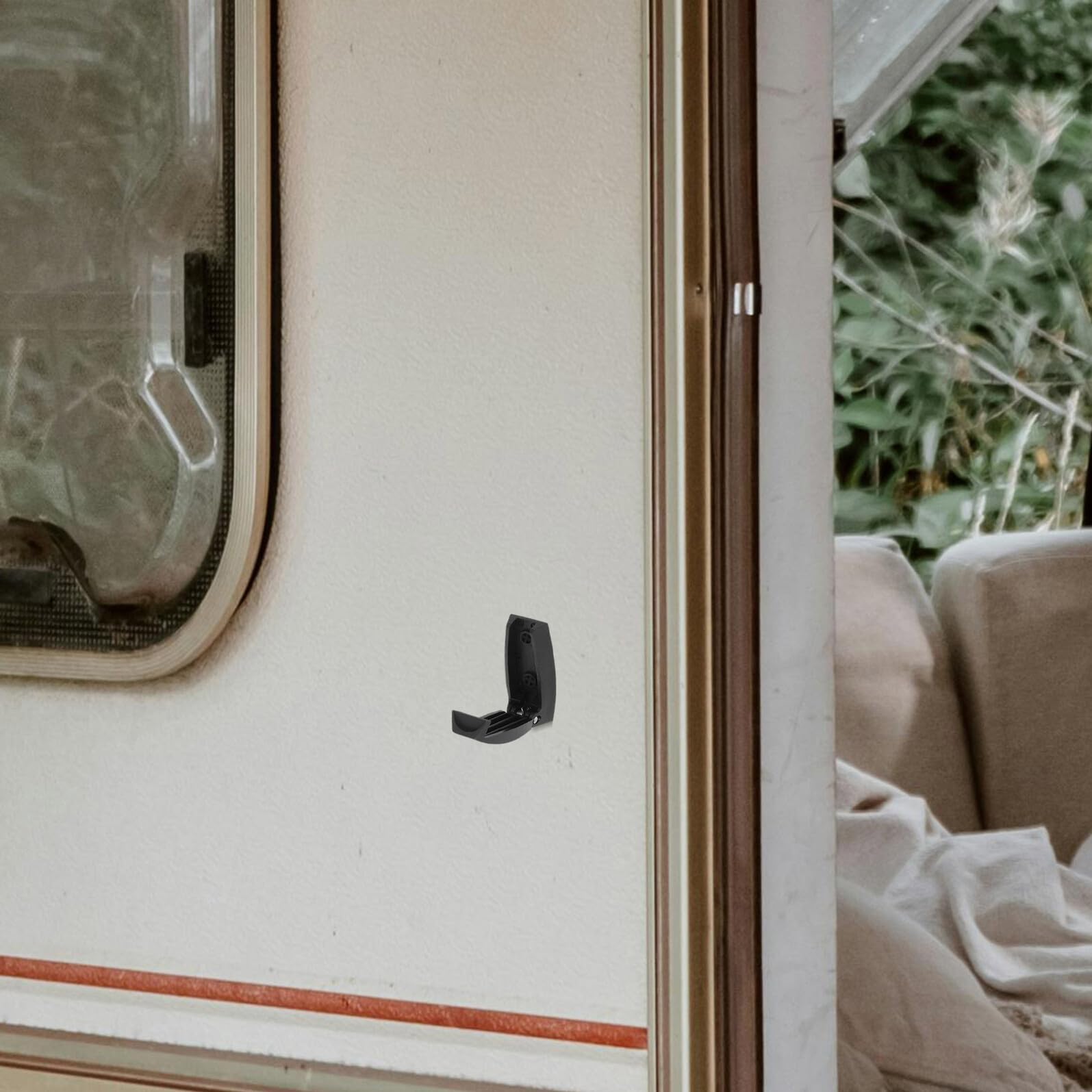 Crochets de Retenue de Porte Robustes et Résistants aux Intempéries en Plastique Lot de 4 Noir pour Camping-Car Adaptés aux Portes Extérieures de Caravane et Camping-
