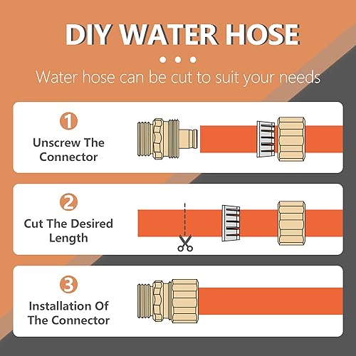 Miniatura 3 de Manguera de jardín híbrida de 58 pulgadas x 50 pies, longitud personalizada, -40F a 150, para todo tipo de clima, sin torceduras, flexible y a