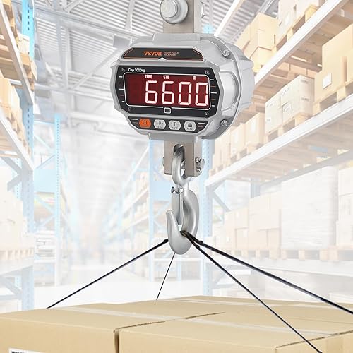 Miniatura 8 de VEVOR Báscula colgante de grúa industrial resistente con control remoto, caja de aluminio fundido y pantalla LED, 6600 lbs3000 kg, báscula digital