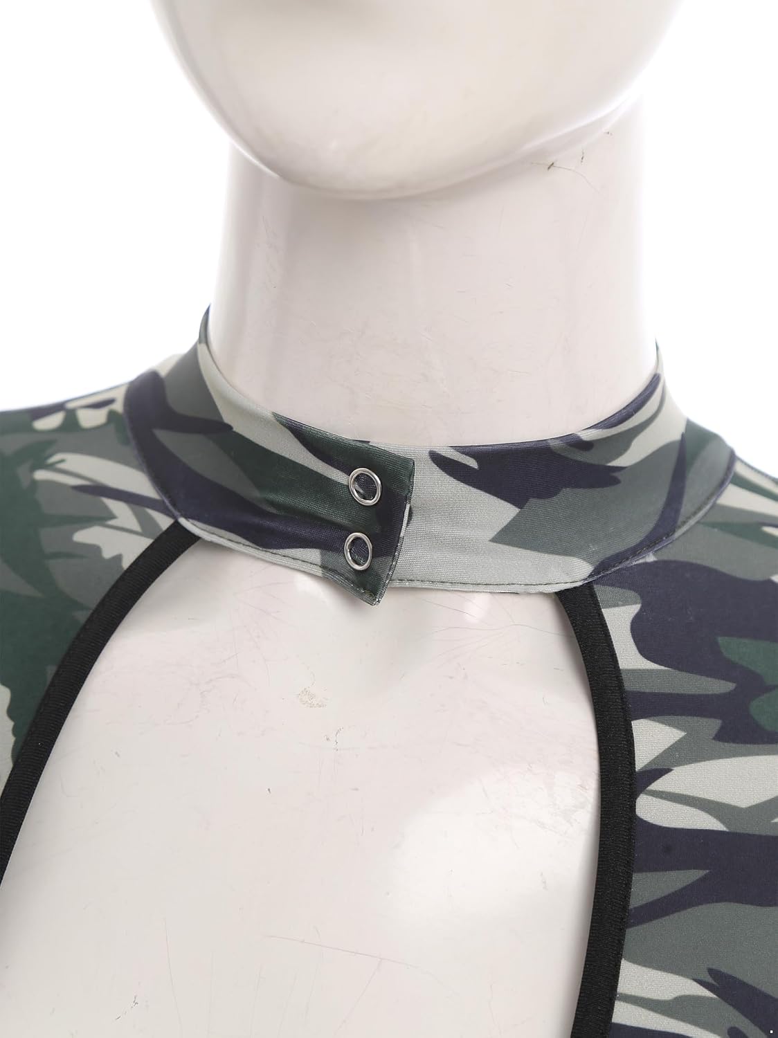 Fatigue Outfit Bodysuit for Womens Commando Camouflage Leotard Fancy Dress Up Halloween Costumes