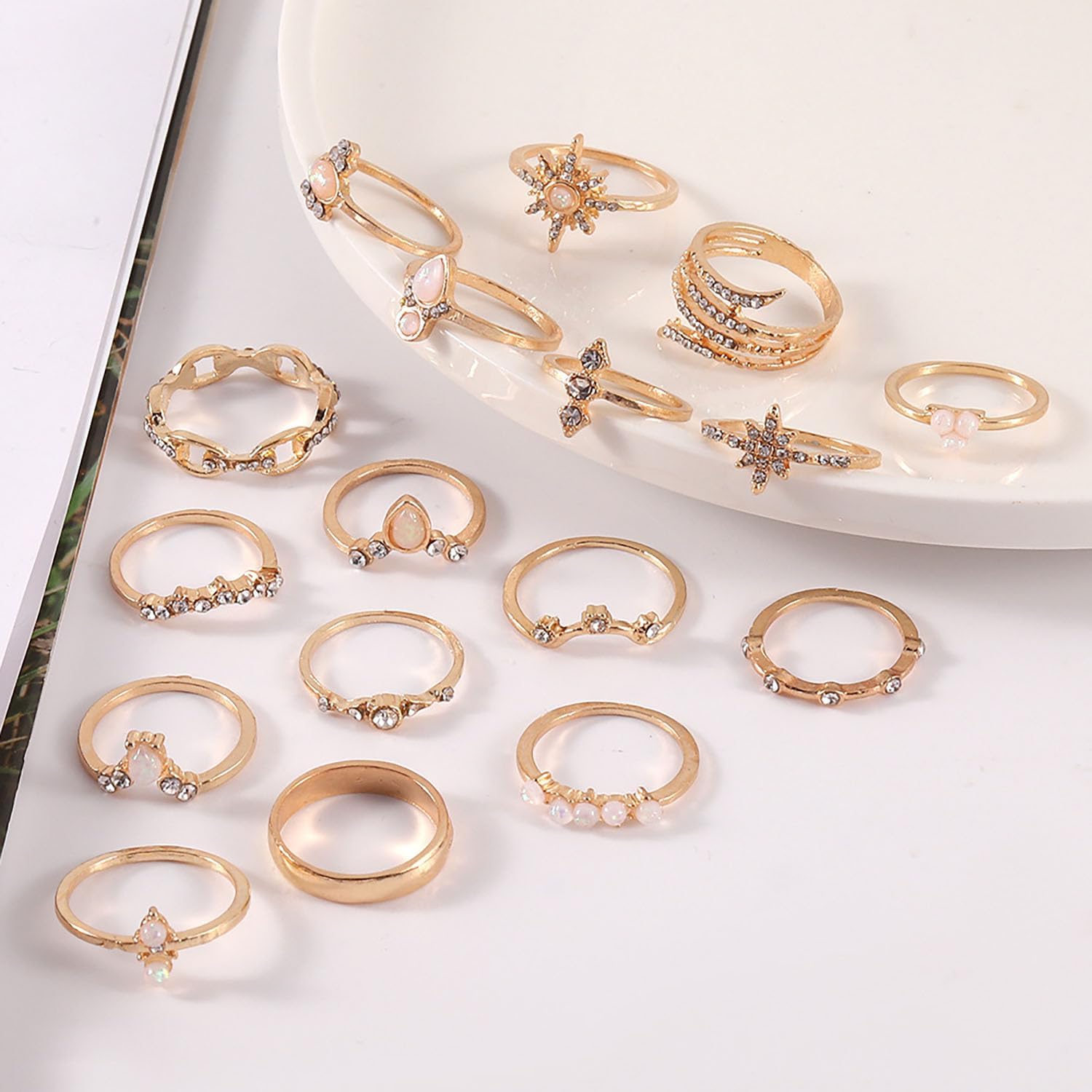 22Pcs Knuckle Rings Set For Women Gold Stackable Rings Vintage Joint Finger Midi Rings Adjustable Crystal Rhinestone Finger Statement Ring Jewelry Gift for Women - Image 6