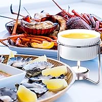 Vista 5 de Luvan 4 calentadores de mantequilla, calentadores de mantequilla para mariscos con 20 velas de candelita, juego de calentador de mantequilla