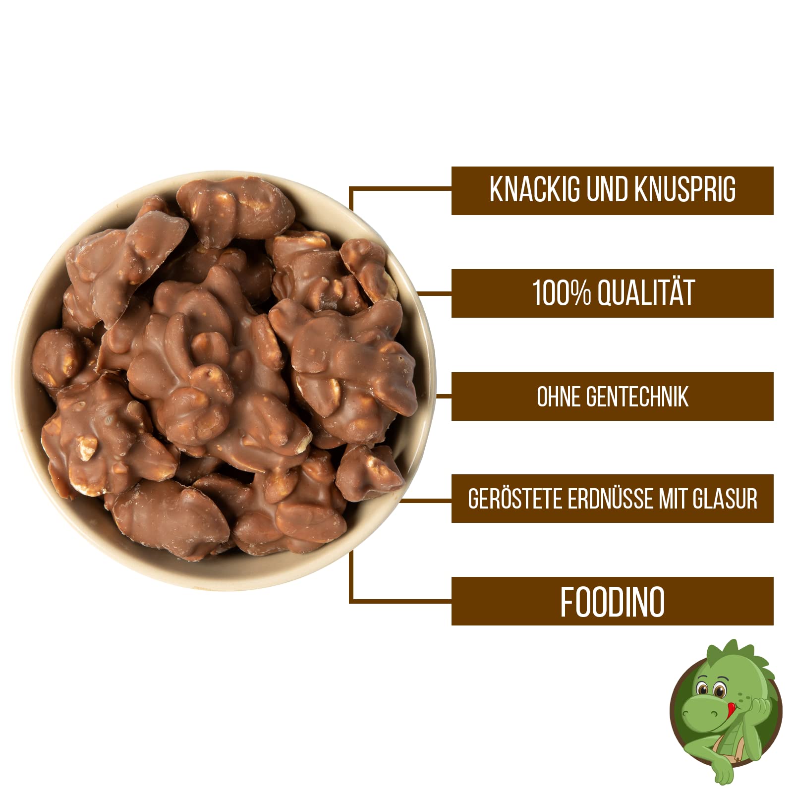 FOODINO 2,5kg Erdnuss Berge in Vollmilchschokolade geröstet Krokant