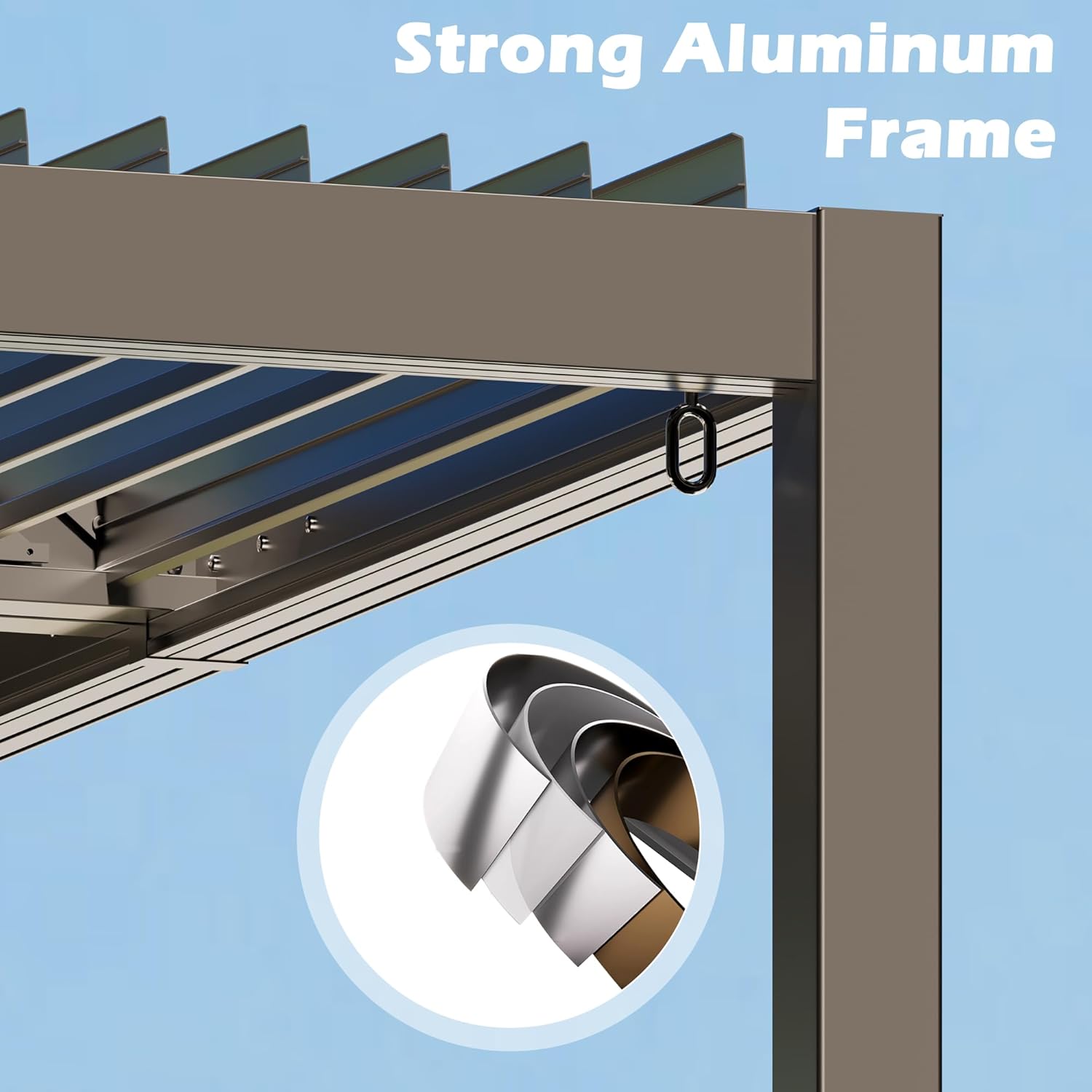 Outdoor Louvered Pergola 10'×13',Aluminum Frame with Adjustable Louvered Roof and Screen,Metal Hard Top Pergola with Waterproof Curtains and Nets for Patio,Backyard,Deck,Grey