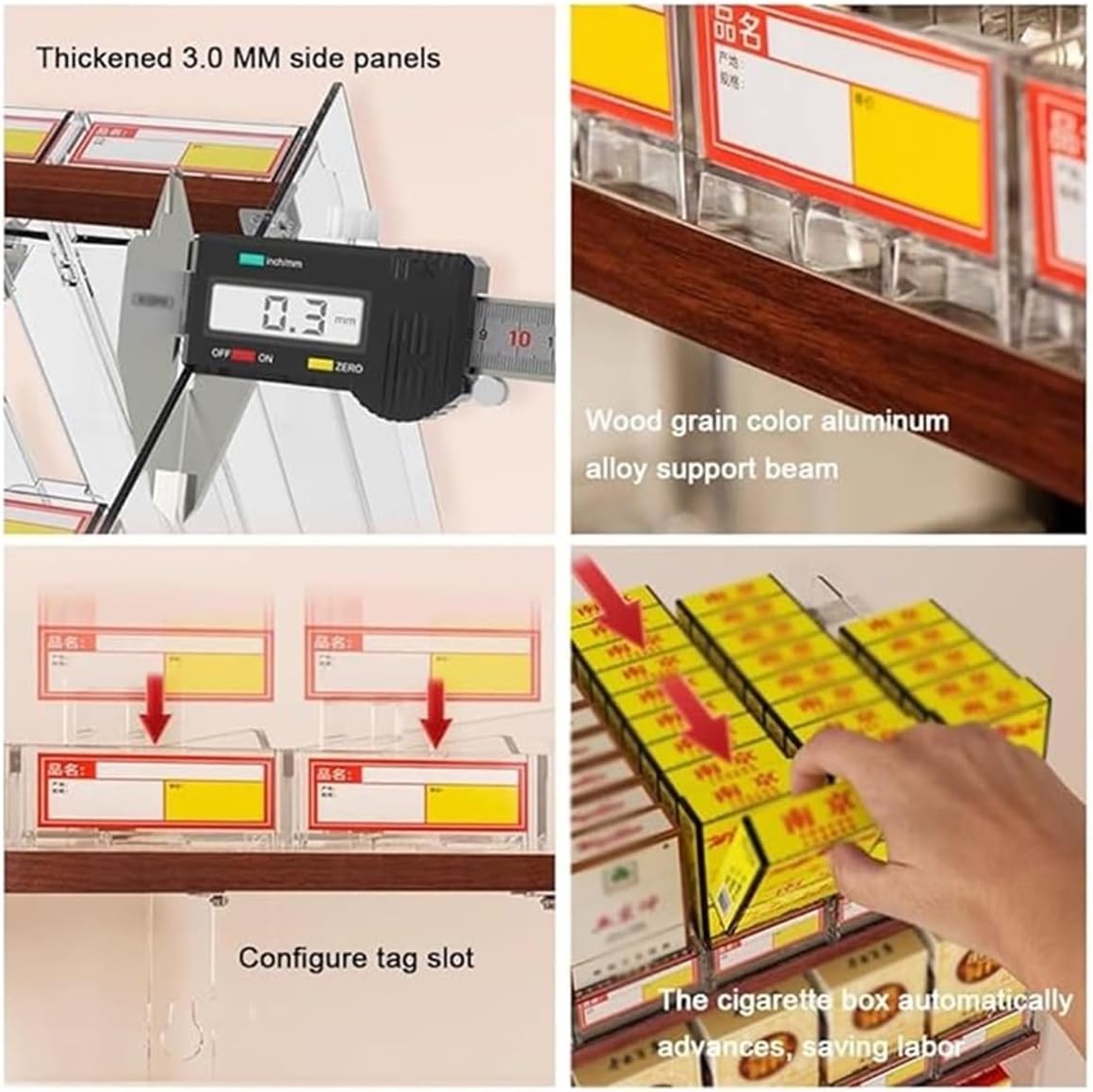 Acrylic Cigarette Display Rack, Wall-Mounted Cabinet with Auto Pusher, Retail Store & Supermarket Holder, Ideal for Coffee Shops & Shopping Centers (92.5x29x73.5cm)