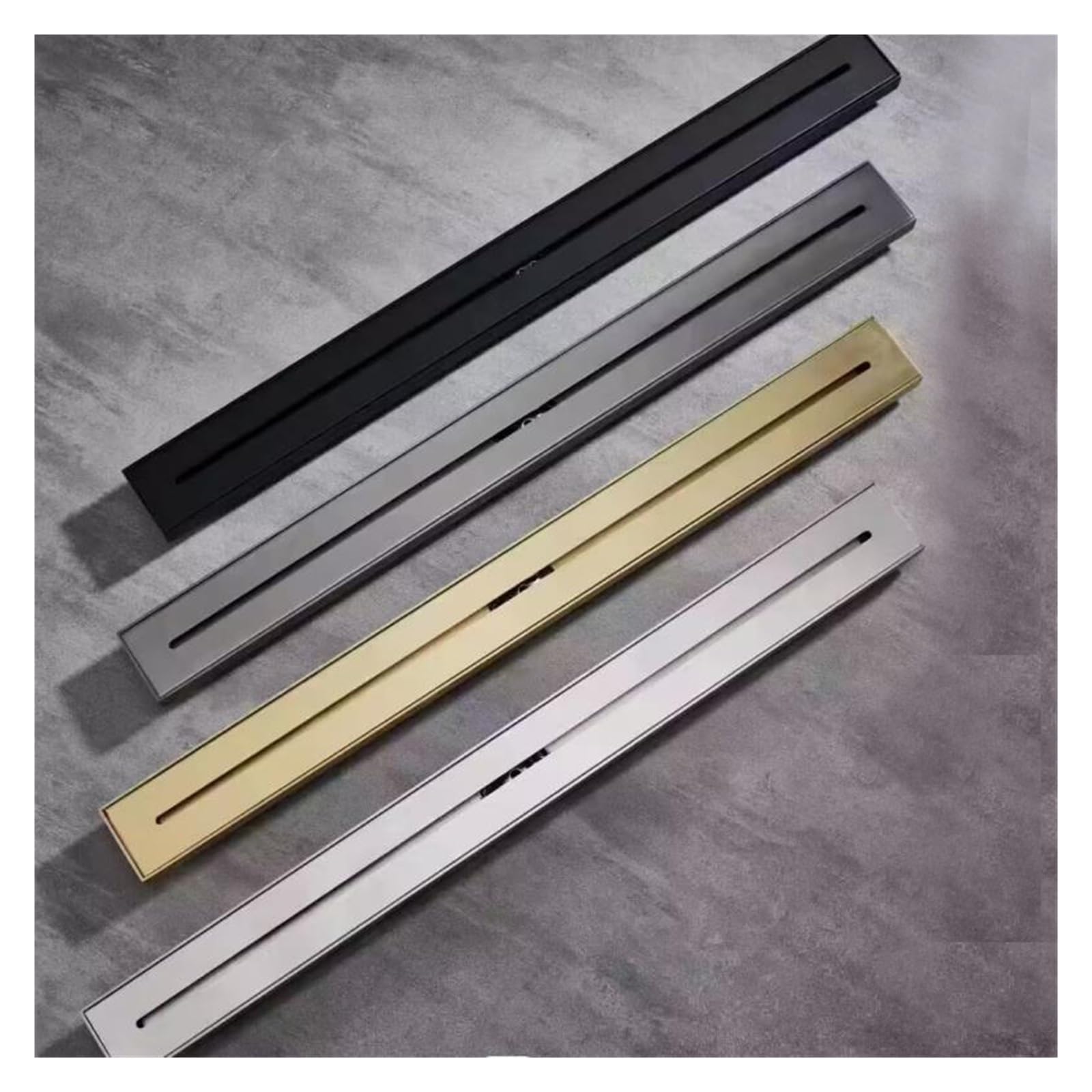 Desagüe Lineal para Ducha 30cm 60cm 80cm 304 Ducha de Acero Inoxidable Oro Pulido Drenaje Piso Drenaje Lineal Largo for baño Hotel(Brushed Nickel,60cm)