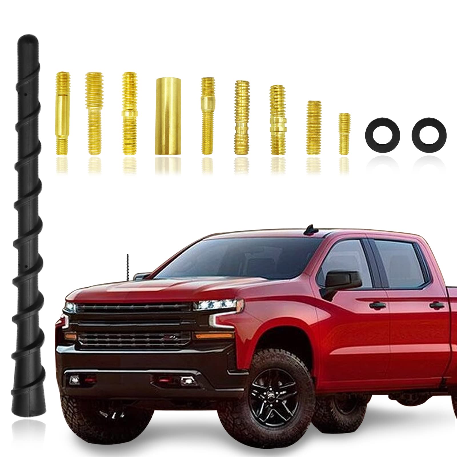 7 Inch Black Spiral Antenna, Flexible Waterproof PVC Rubber, Universal Antenna Toppers, Retrofit Antenna for Trucks, Cars, SUVs, Optimized FM/AM Reception