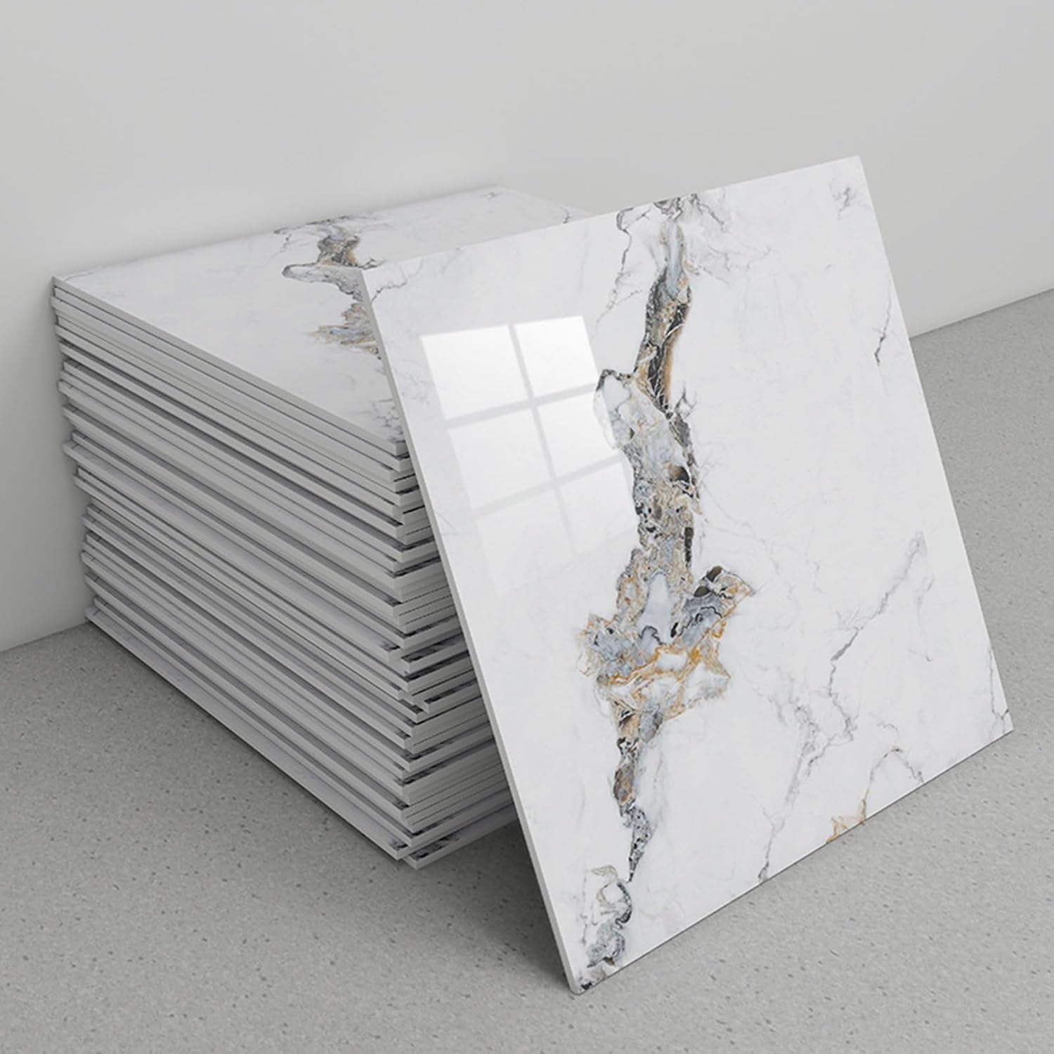Marmurowy Kij Na Płytkach 30 X Cm Sztuk, Naklejki Kafelki Samoprzylepne Ściany, Skórka PET I Błyszczący Do Kuchni Łazienka(B5,50 tiles)