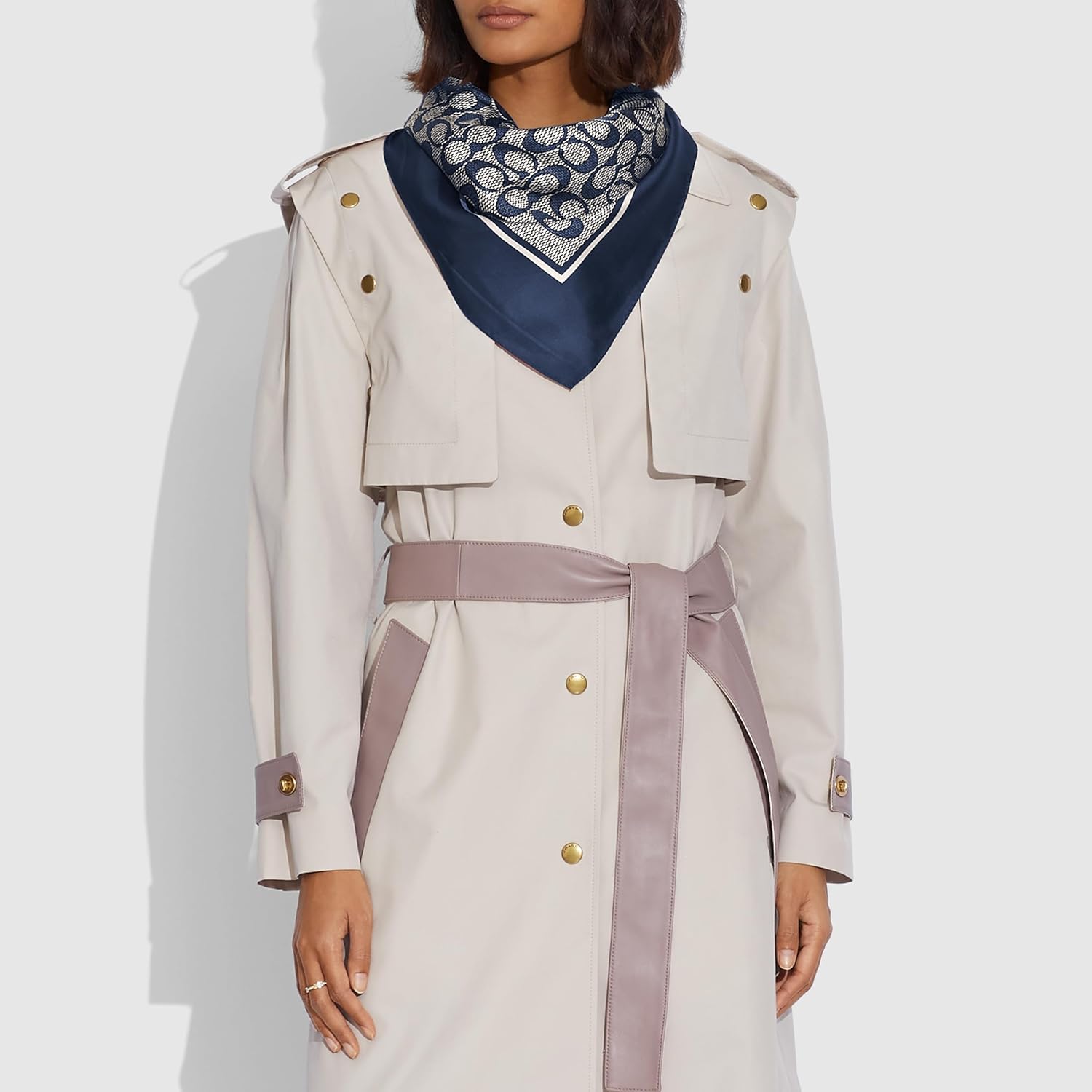 COACH womens Textured Signature C Printed Silk Square - Image 7