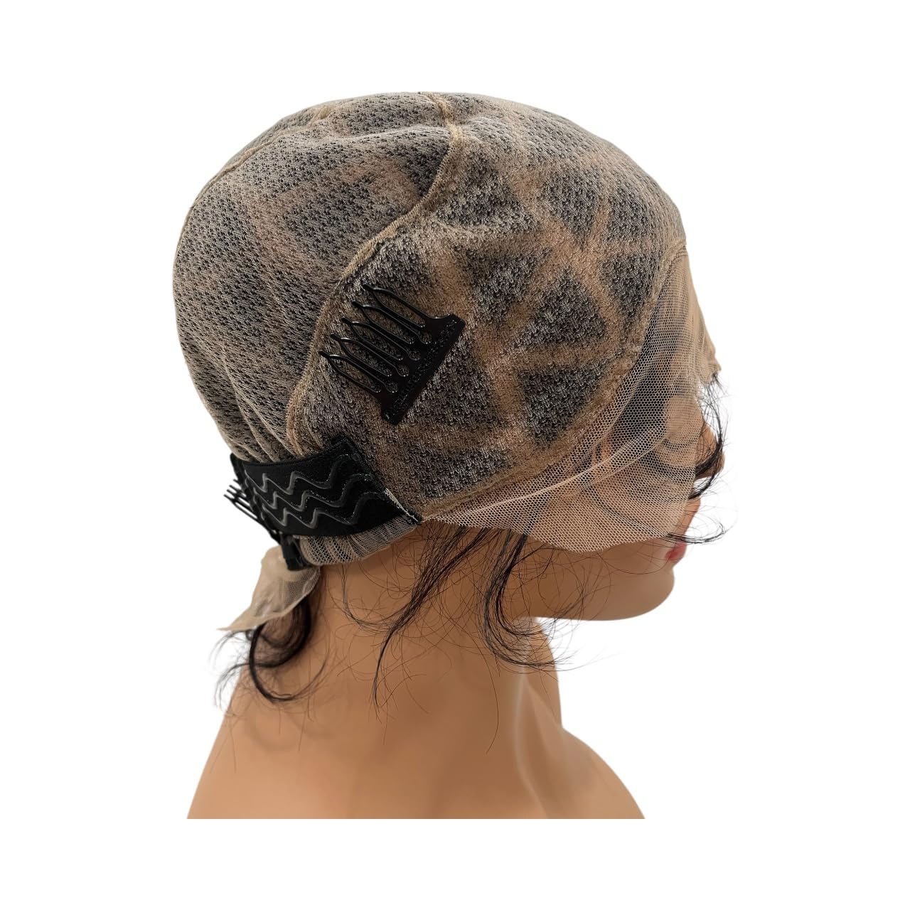Pre-Knotted UHD Full Lace Crochet Braided Wig Cap for Braids and with Human Baby hair Glueless Reusable (Black, 100 Knot, Triangle)