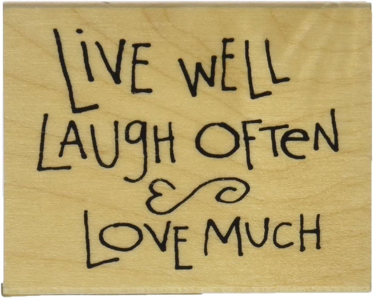InkadinkadoLive Laugh Love'' Motivational Wood Stamp for Arts and Crafts, 3'' W x 1.5''L