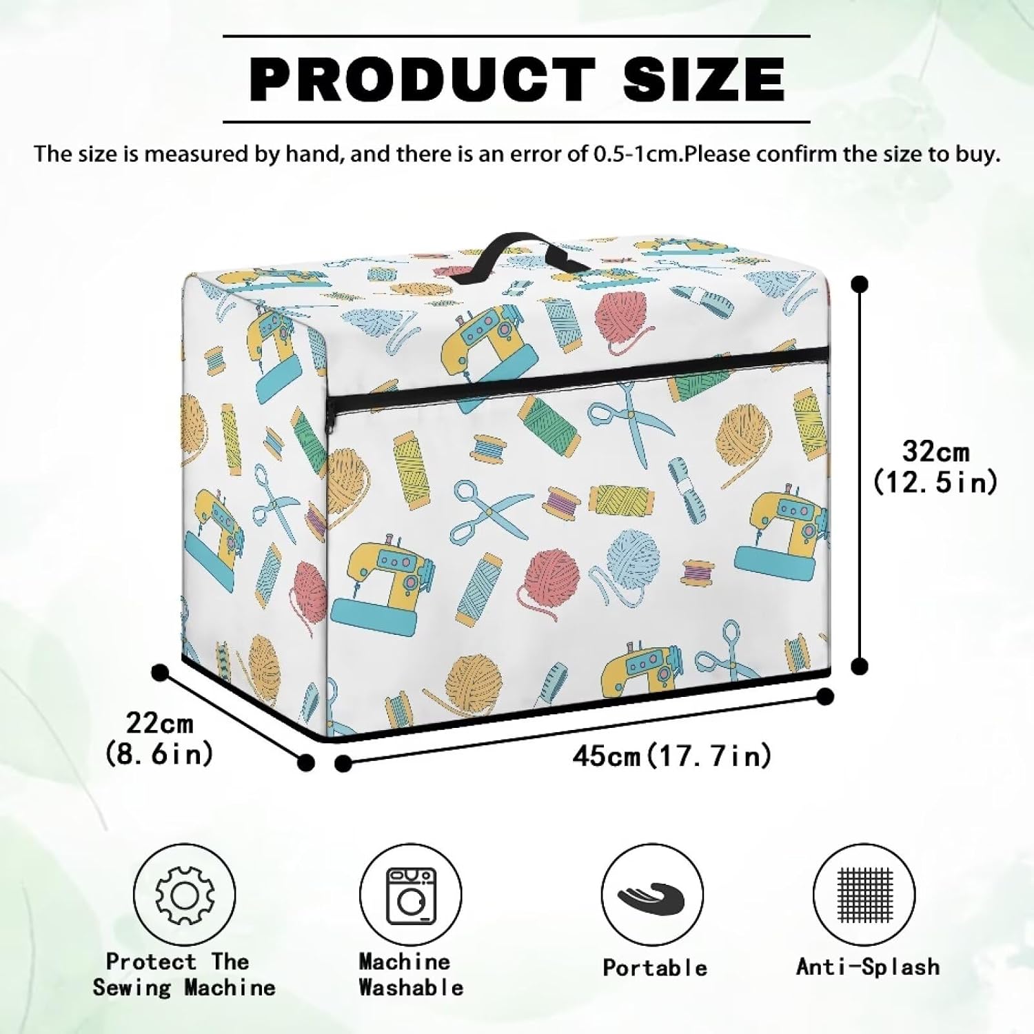 Sewing Machine Cover, Waterproof, Polycotton, Needlework Print, Sewing Machine Covers, Storage Cover