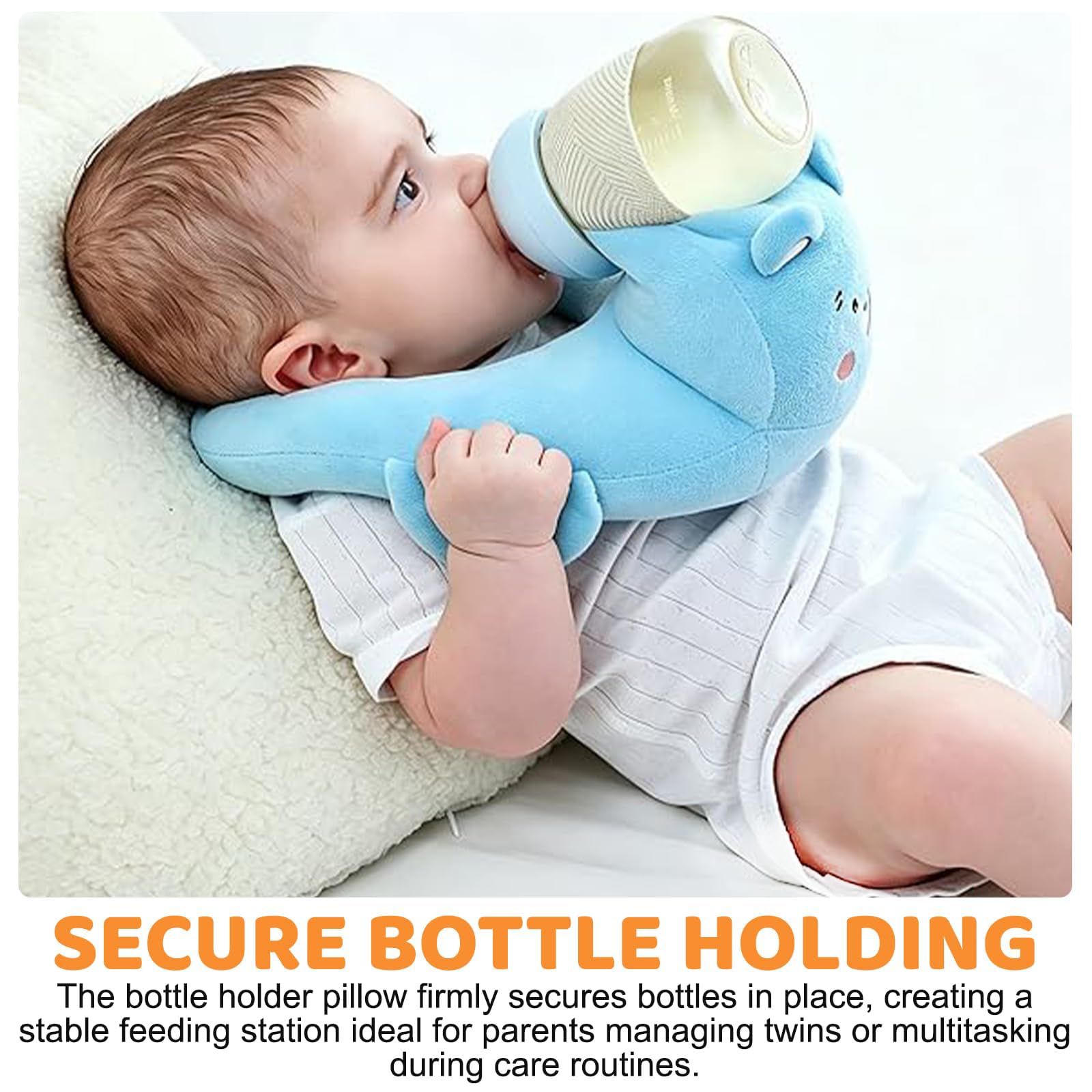 Generico Cuscino Porta Biberon, Cuscino Di Sostegno in Peluche Con Manici Regolabili, Ergonomico Per L'allattamento, Allevia La Tensione Al Polso, Supporto Per L'allattamento Con Biberon (C)