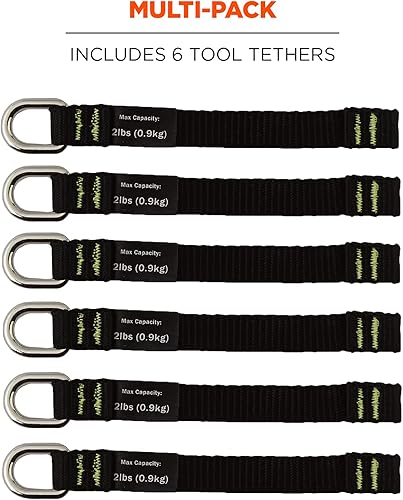 Miniatura 6 de Ergodyne Squids 3700 - Accesorios de cola para herramientas de red, paquete de 6, 2 libras, longitud larga  5.5, negro