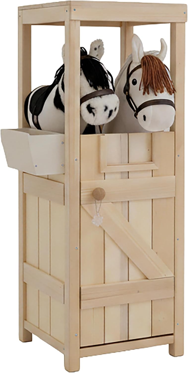 Relaxdays HBT Horse House with Feeder, 97 x 35 x 25 cm, Natural Wood