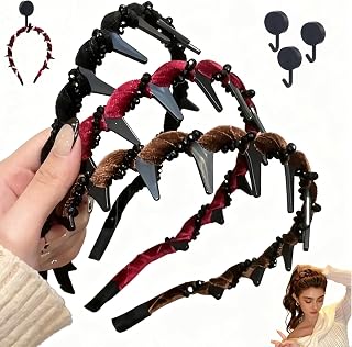3 Pack Vintage High Cranium Artificial Pearl Hairband, Elegant Anti-Slip Hair Comb Hoop with Comb Teeth, Decorative headbands for Women and Girls,Wedding,Party or Daily Wear (Rhinestone, One Size)