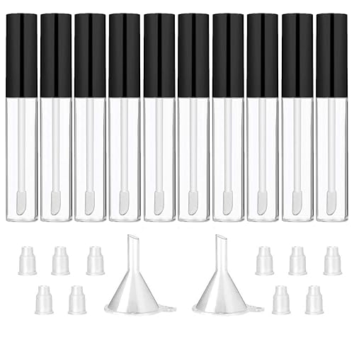Miniatura 10 de GTHER 10 recipientes vacíos de brillo de labios de 0.3 fl oz con varita, botellas de bálsamo labial recargables, contenedor de muestra de lápiz