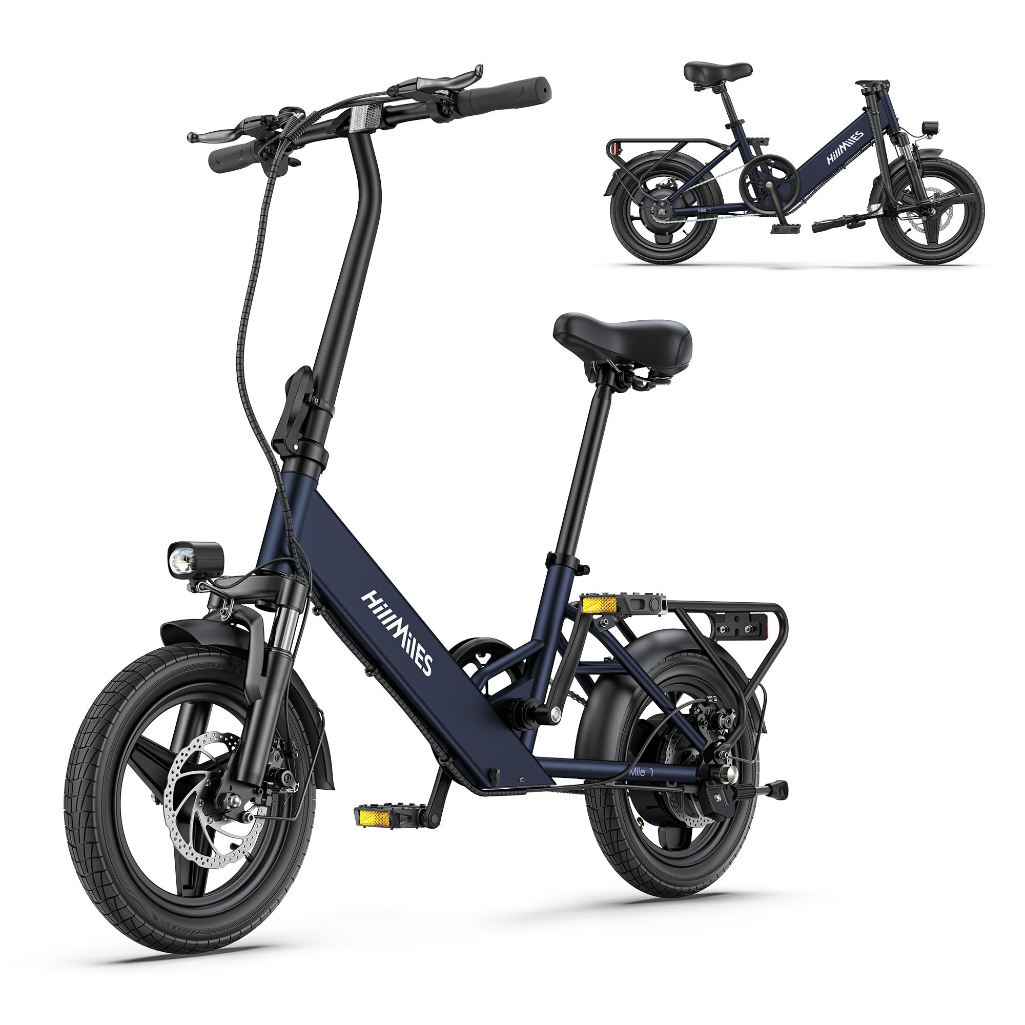 HillMiles Mile1 14" Bicicleta Eléctrica para Adultos, Bici Eléctrica con Batería de 36V 10,4Ah, Velocidad Máx. 25 km/h y Autonomía 40–60 km, Ligera y Portátil,para Ciudad y desplazamientos