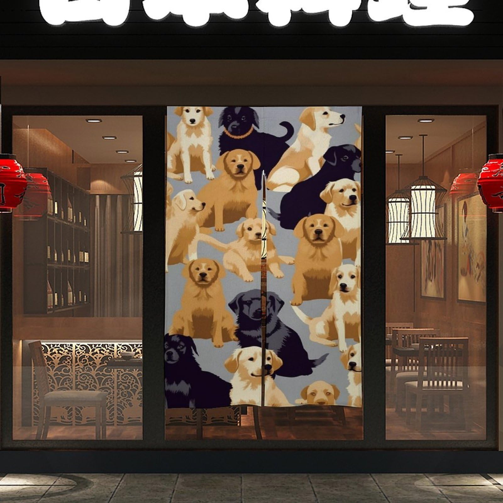 NTVOWPZO Dog Pattern Door Curtain for Doorway Privacy Dividers Fengshui Curtain Fabric DoorCover Blackout Window Curtains for Home Bedroom Kitchen Decor 34x57in, 2 Panel DoorCovers