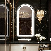 Arched LED Bathroom Mirror, 48"x24" Arch Backlit Vanity Mirror with Lights, Frontlit, Dimmable, 3 Colors, Memory Function, Anti-Fog Smart Mirror, Black Frame, Shatterproof, UL Listed